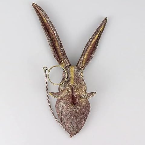 Coyoohouse 3D Head Wall Mount Samll Ornament, Animal Heads for Wall Art Hanging Sculptures, Small Metal Wall Resin Art Wall Decor Ornament Waterproof Bronzed Resin Decorations for Home (Rabbit) Cover