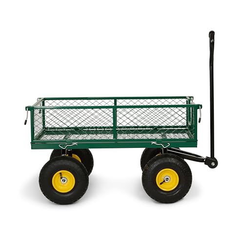 Backyard Expressions Heavy Duty Garden Cart 400 lb Utility Wagon Cart with Removable Mesh Sides,...