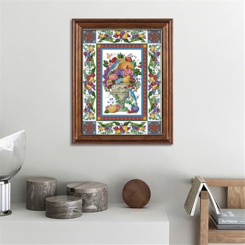 Image of JOYSEWING Totems Flower Stamped Cross Stitch Kits Adults Classic Series Counted Embroidery Starter for Beginners DIY Supplies Needlework Home Decor - (Gorgeous Fruit Bowl (11CT) 18.50 x24.02 inches)