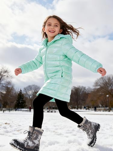 Image of Girls Winter Coat, Long Metallic Puffer Jacket