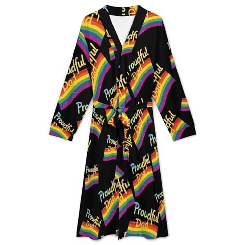 Proudful Dad Soft Robe Long Sleeve Bathrobes V Neck Sleepwear Spa Robes with Belt Men Woman3