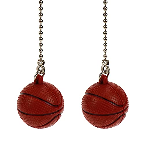 HONJIE 2Pcs Ceiling Fan Pull Chain Ornaments Extension Ball Light Pull Chains for Ceiling Fans Lights Lamp-Basketball