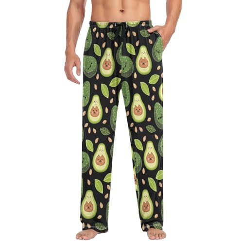 Men’s Cute Avocados Pajama Pants with Pockets, Comfortable Lounge Sleep Bottoms#4243