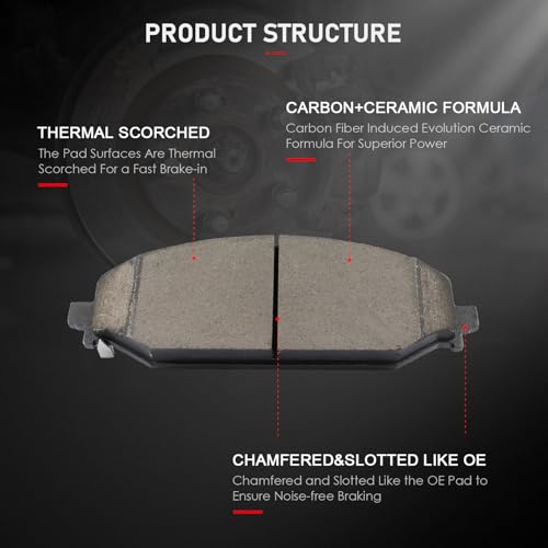 Image of cciyu D2179 Front Ceramic Disc Brake Pads Kit For Jeep For Grand Wagoneer 2022-2024,For Grand Wagoneer L 2023-2024,For Wagoneer 2022-2024,For Wagoneer L 2023-2024,For Ram For 1500 2019-2024