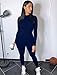GOKATOSAU Women's Sexy 2 Piece Outfits Long Sleeve Crop Top Pants Set Club Jumpsuits Navy