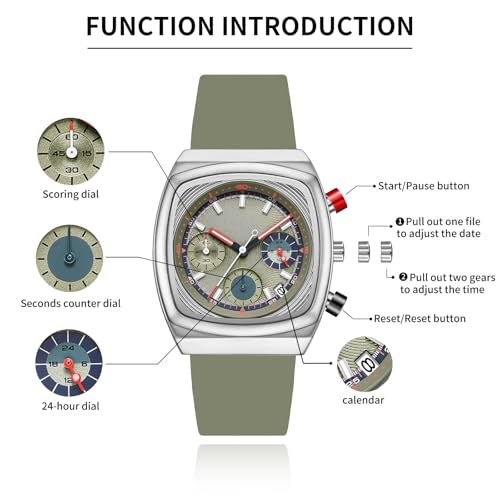Image of CILOA Mens Watches Chronograph Stainless Steel Waterproof Date Analog Business Fashion Wristwatch for Men