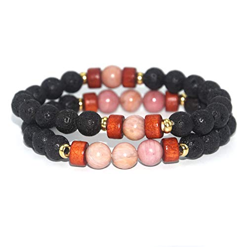 Bracelet en pierre volcanique 8mm et perles de bois, bijoux mode pour homme