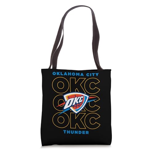 Bolso tipo tote negro con logo de la ciudad apilado de Oklahoma City Thunder NBA miniatura 1