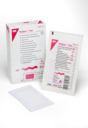 3M Medipore +Pad Soft Cloth Adhesive Wound Dressings, Medipore Plus Dr 3.6 X 6 in, (1 BOX, 25 EACH)
