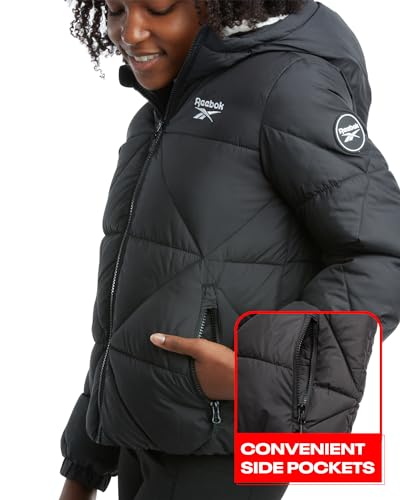Reebok Girls Winter Coat - Heavyweight Quilted Sherpa Fur Lined Cropped Parka Puffer Jacket - Warm Winter Coats for Girls4