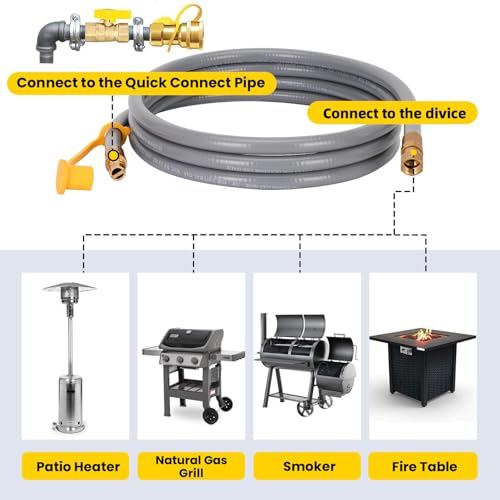 Aekops 15FT 3/8\" ID Natural Gas Hose with Quick Connect Fittings, Natural Gas Grill Hose with 3/8 Female Flare Compatible with Low Pressure Appliance,Gas Grill, Patio Heater, CSA Certified