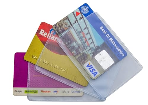 Image of YUKONICS Card Protector Sleeves | Transparent Frosted Matte Finish Plastic Card Holders | Compatible with Aadhaar, (DL), ATM, Debit & Credit Cards | Waterproof, Scratch-Resistant | Pack of 50