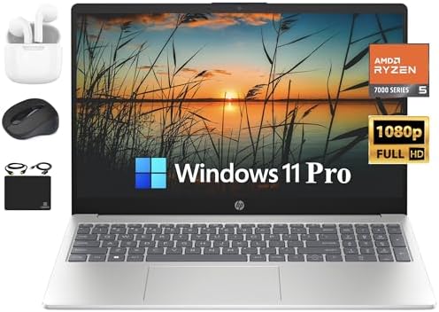 Laptop 2024 Flagship Business, 15.6″ FHD Display, Quad-Core AMD Ryzen 5 7520U, 16GB DDR5, 1TB PCIe SSD, Webcam, Radeon Graphics, Wi-Fi 6, Fast Charge, Win 11 Pro +HubxcelAccessory