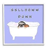 Stupell Industries Slow Down Baby Sloth Bubble Bath Lavender Purple