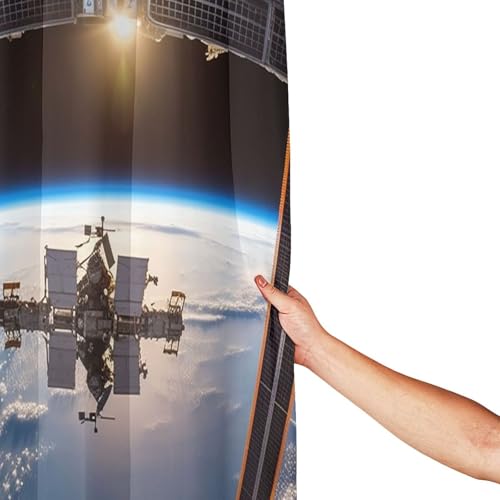 Rideau de douche imperméable et résistant motif station spatiale lavable - 5