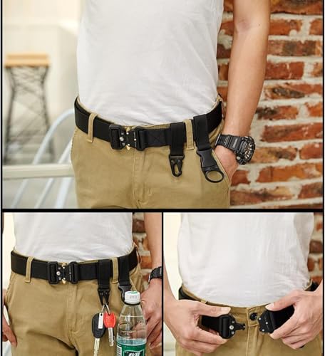 2er Unisex Gürtel Nylon Canvas Belt, Schnellverschluss Military Style Shooters Nylon Gürtel mit Metallschnalle, Armee-Grün + Schwarz, Einheitsgröße