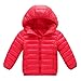 RKSTN Children's Fashion Winter Coats Solid Color Lightweight Down Jacket with Hood Zip Up Quilted Puffer Jackets Casual Padded Wadded Coat for Kids Boys Girls Toddler Red