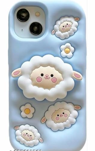 Image of Dezet Back Cover Compatible with iPhone 14 Plus Soft Silicone 3D Cute Cartoon Cover, Aesthetic Full Protective Case Cover Girls & Women (Blue)