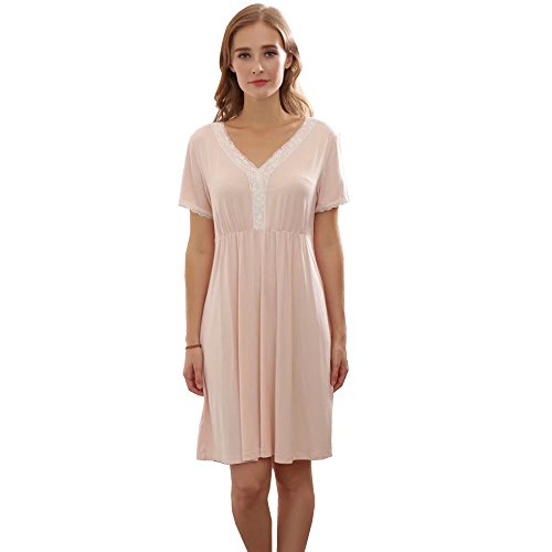 QQXX Chemise de Nuit Femme Manche Courte,Femme Chemise de Nuit Manche Courte Robe de Nuit Pyjama