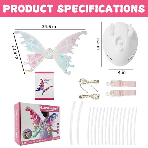 Alas de hada con luces LED para niñas miniatura 2
