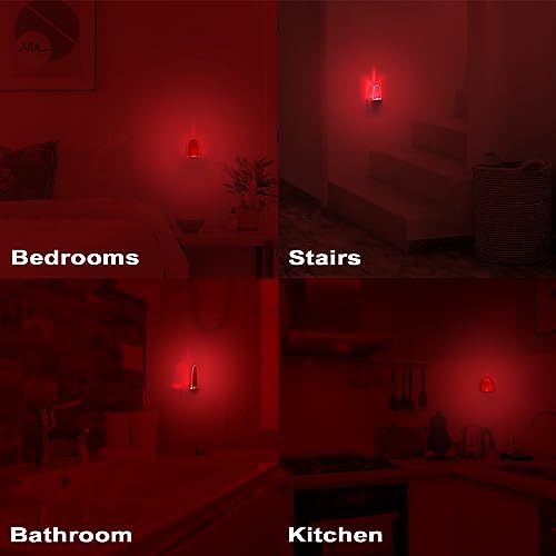 Image of GREENIC Plug in LED Night Light Lamp 4 Pack with Light Sensor RED