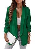 PRETTYGARDEN Womens Casual Blazer 2025 Spring Fall Fashion Long Sleeve Open Front Work Office Suit Jackets (Green,X-Large)
