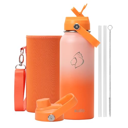 Image of BUZIO Triple Wall Vacuum Water Bottle with Dust-Proof Straw & Spout Lids