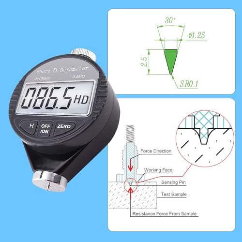 Digital-Shore-D-Meter 0 bis 100 Hd Durometer Harte Härte Gummi und Kunststoffe wie Thermokunststoffe, Fußböden und Bowlingkugeln