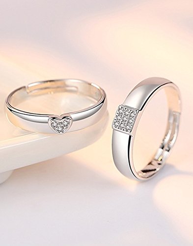 Karatcart Platinum Plated Silver Crystal Elegant Couple Adjustable Ring Gift for Men and Women - Image 4