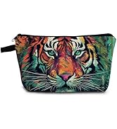 YULUENZE Tiger Gifts Tiger Makeup Bag Cute Small Organizer Bag with Zipper Tiger Print Cosmetic B...