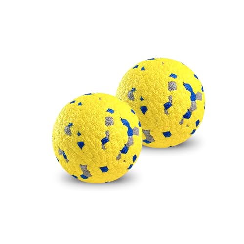 Trustic Foam Fetch Dog Balls 3 inch, for Large and Medium Breeds, Durable Toy for Chewers (Yellow, 2 Pack)