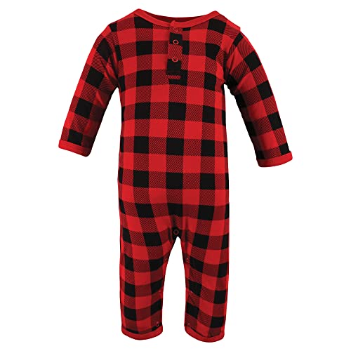 image for Hudson Baby Girls Unisex Cotton Coveralls, Buffalo Plaid Bear, 9-12 Mo