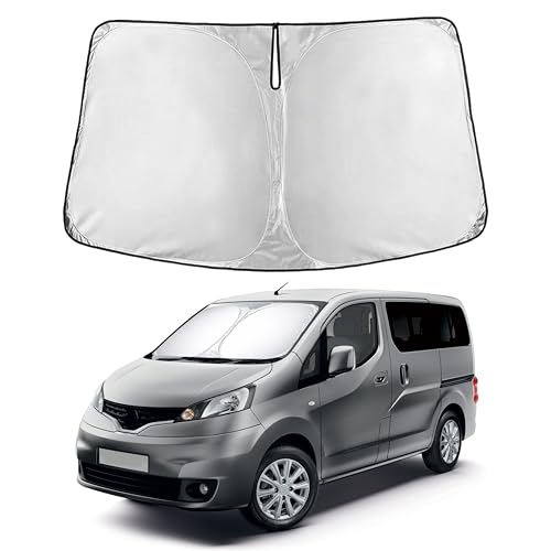 Image of EcoNour Windshield Sunshade for Nissan NV200 2014-2021 | Custom Fit Front Window Sun Shade | Blocks Harmful UV Rays & Reduces Heat | Foldable Sun Visor with Storage Pouch