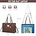LOVEVOOK Laptop Bag for Women, Fashion Computer Tote Bag Large Capacity Handbag, Leather Shoulder Bag Purse Set, Professional Business Work Briefcase for Office Lady, 2 PCs 15.6-Inch, Coffee