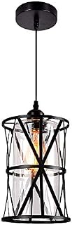 HMVPL Pendant Lighting Fixtures, Black Farmhouse Hanging Chandelier Lights with Glass Shade, Mini