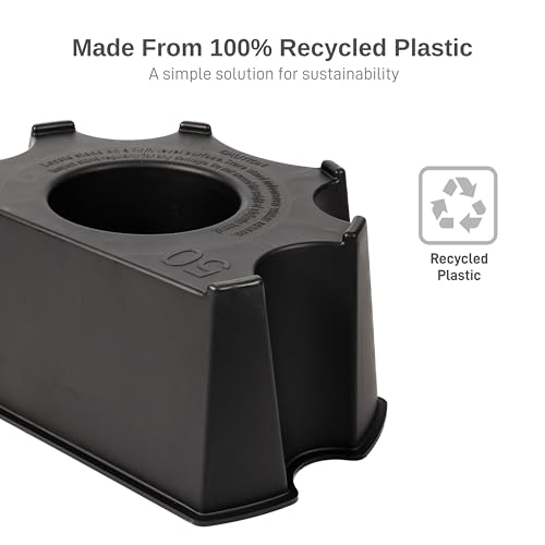 Image of RTS Home Accents 50-Gallon Rain Barrel Stand, Made from 100% Recycled Material, Black