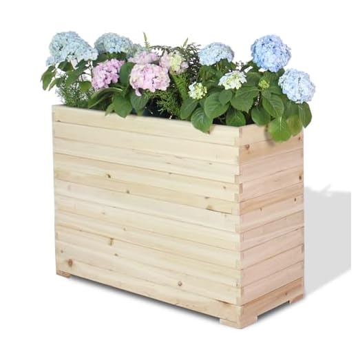 TRUEAURA Wood Raised Garden Bed, Rectangular Planter Box Outdoor Large Tall Trough 39"x28"x15" Flower Planters Boxes with Bottom for Plants Herb Patio Porch Balcony Privacy Screen