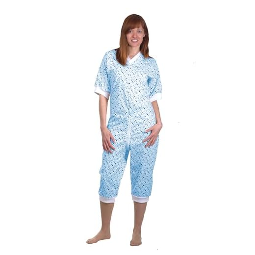 Grenouillère Adulte éco JC/MC - Fleurette Bleu, Taille 5 (52/54)