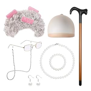 Ensemble de cosplay 7 pièces pour femmes âgées, costume de performance dramatique, costume de cosplay de grand-mère, parfait pour Halloween, les fêtes et les spectacles sur scène