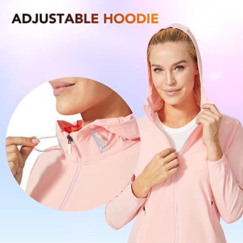 Monster Valley Women's Upf 50+ Sun Protection Zip Up Jacket Long Sleeve Lightweight Hiking Outdoor Performance Hoodie Shirt, Pink, Large #TOP3