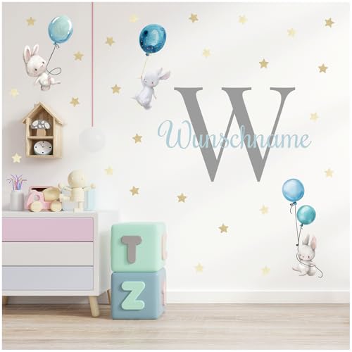 yabaduu Wandsticker personalisiert Sticker Aquarell Tiere mit Name...