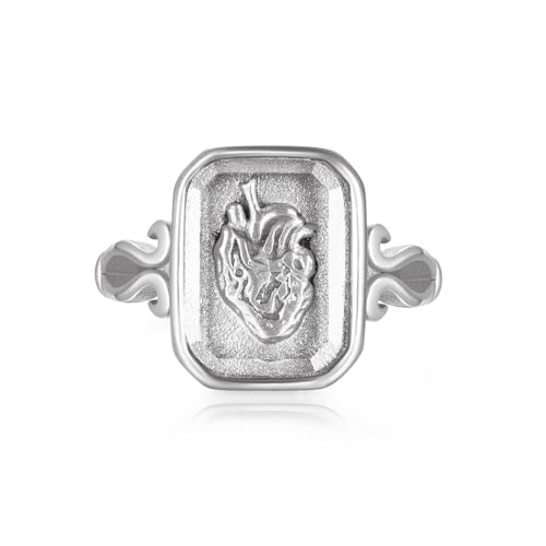 Anatomical Heart Ring Stainless Steel Faceted Crystal Zirconia Yours Heart for Women