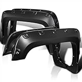 Spec-D Tuning 4PC Front + Rear Bolt On Pocket Rivet Style Smooth Fender Flares Compatible with 2016-2018 GMC Sierra 1500 Fleetside