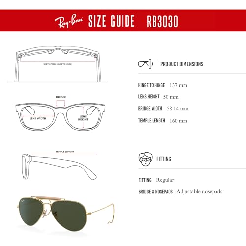 Ray-Ban RB3030 OUTDOORSMAN Pilot Sunglasses For Men For Women +BUNDLE with ACCESSORY EYEWEAR KIT4