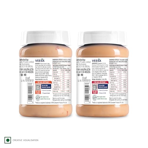 Image of Veeba Sandwich Spreads Combo - Cheese n Chilli, 250g and Thousand Island Sandwich Spread, 250g - Pack of 6
