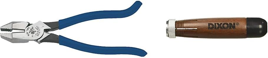 Klein Tools D213-9ST High-Leverage Ironworker's Pliers, Twist and Cut Soft Annealed Tie Wire & Dixon - DIX00500 Industrial Lumber Crayon Holder for 1/2'' Round or Hexagonal Crayons Walnut