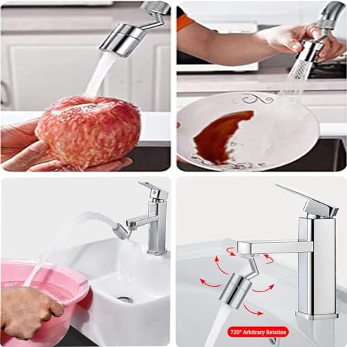 Image of RECLUSE 720 Degree Rotatable Faucet Sprayer Head Universal Splash Filter Faucet with 4-Layer Net Filter for Anti-Splash Dual-Function 2 Flow Faucet Sprayer Attachment for Face Washing Eyewash & Gargle