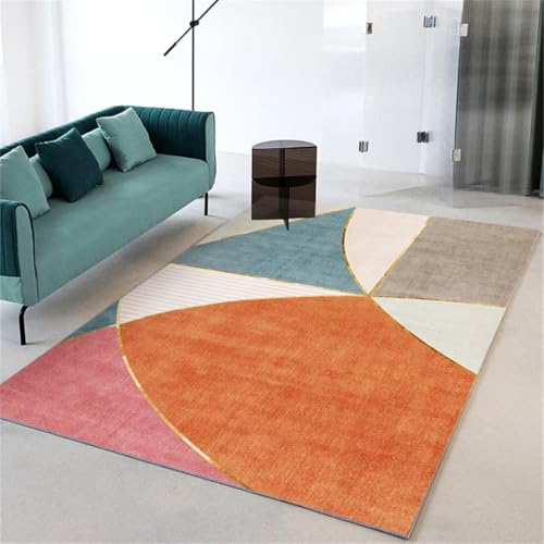 Tapis d'entrée 160x230cm orange à motif géométrique - 2