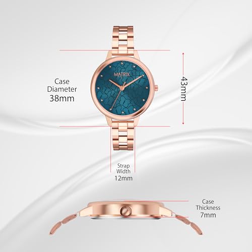 Image of Matrix Daisy Collection | Analog Watch for Women | Rose Gold Bracelet Strap | Premium Blue Dial | Stylish & Modern