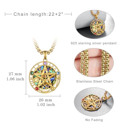 Tetragrammaton Necklace 925 Sterling Silver Pentagram Necklace Amuletos De Protección y Buena Suerte for Men4
